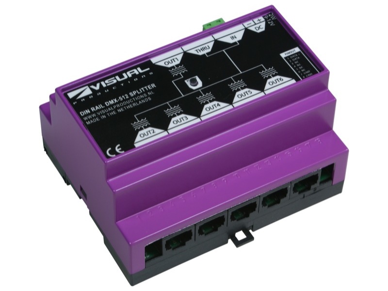 DIN Rail DMX512 Splitter (RJ45) VISUAL PRODUCTIONS