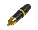 REAN • Fiche RCA noire contact or, bague jaune-