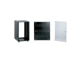 Rack métal noir • 8U P 540mm pieds ajustables + fond et porte avant à serrure-