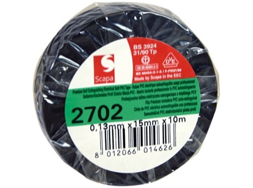 Adhésif PVC noir 15mm x 10m 103003 • SCAPA