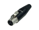 REAN • Fiche mini XLR3 femelle noire contacts or avec verrouillage-