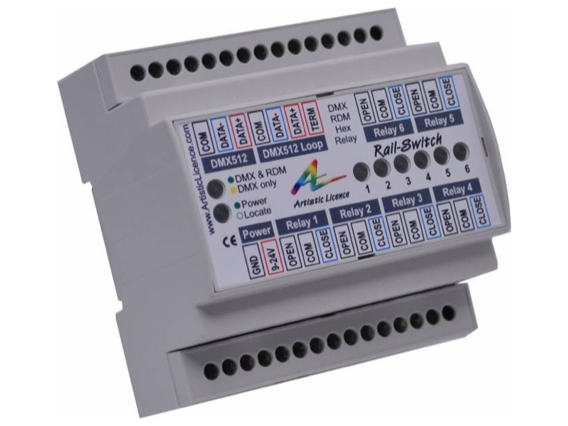 Switch DMX RDM 6 relais sur rail DIN ARTISTIC LICENCE RAILSWITCH II