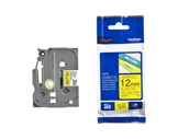 BROTHER • Ruban fond jaune écriture 12mm noire cassette PT7100VP-