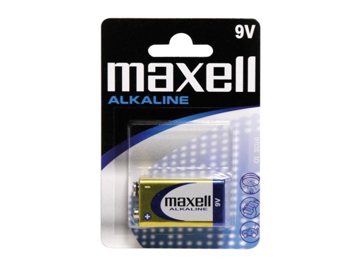 MAXELL • 1 Pile alcaline blister 9V D26,2X17,5 H48,5