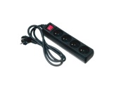 Quadruplette noire • 10/16A 250V avec interrupteur CE, câble 1,50m-