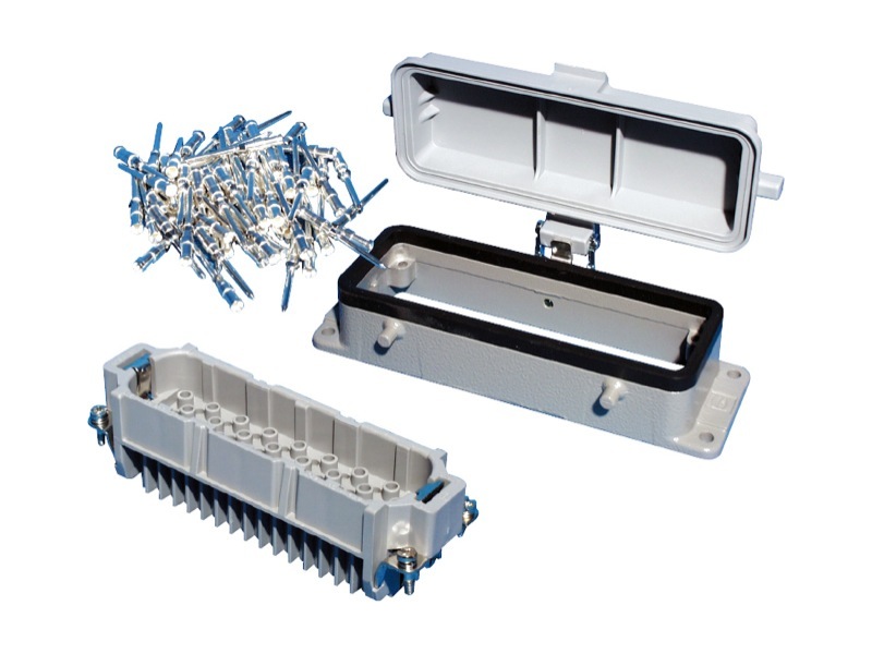 Embase mâle HARTING à ergots capot plastique 64 Contacts 10 Ampères